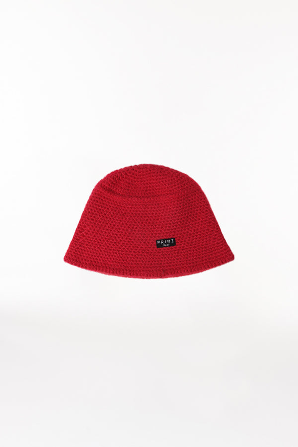 Prinz Berlin Kaschmir Bucket Hat Hand Crochet Rot Riesige Ersparnisse