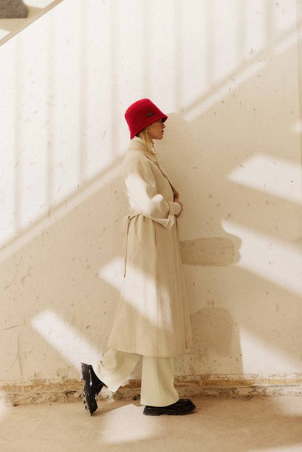 Prinz Berlin Kaschmir Bucket Hat Hand Crochet Rot Riesige Ersparnisse