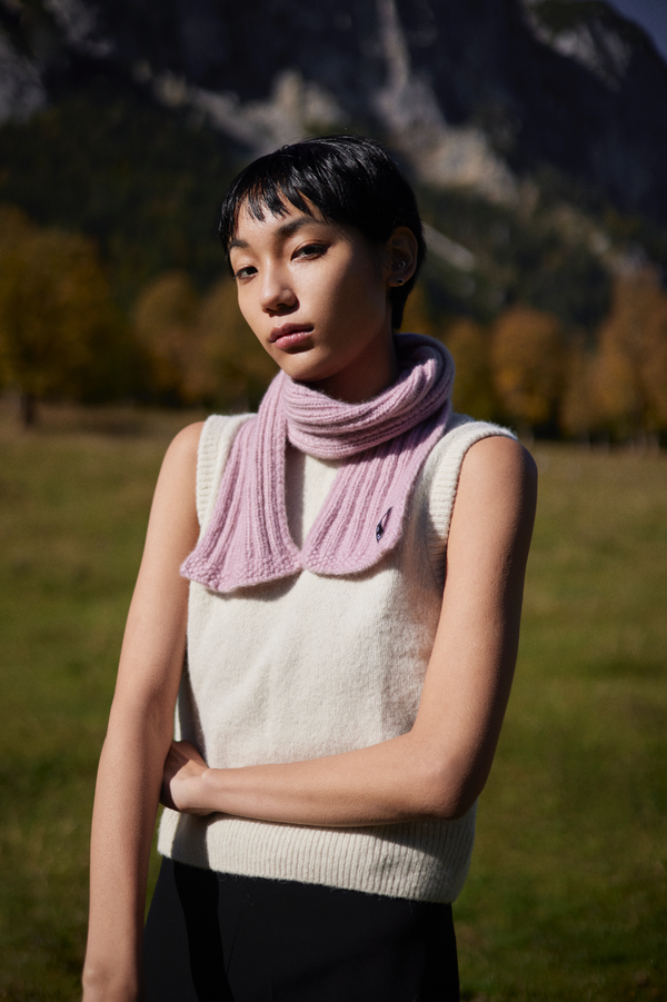 Prinz Berlin Kaschmir Kurzschal Hand Knit Rosa Super Sparpreis