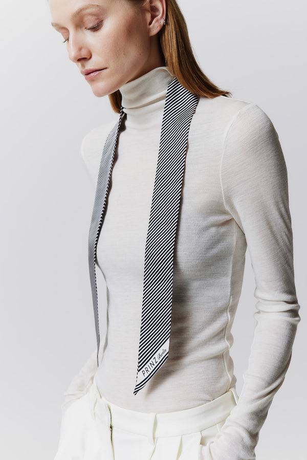 Prinz Berlin Seidentwilly Stripes in Off-White Kostenlose Rückgabe