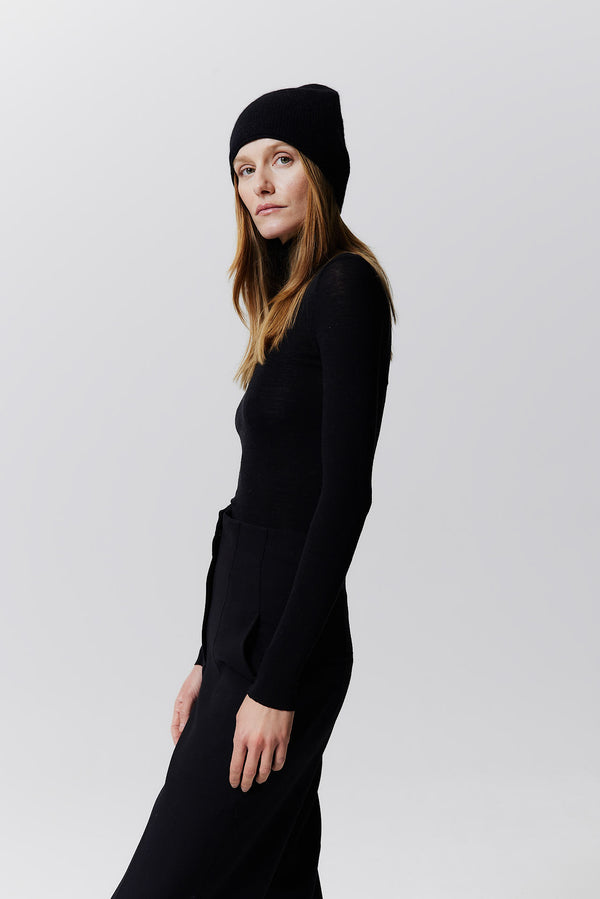 Prinz Berlin Kaschmir Beanie Fine Knit Schwarz Sonderangebot der Fabrik
