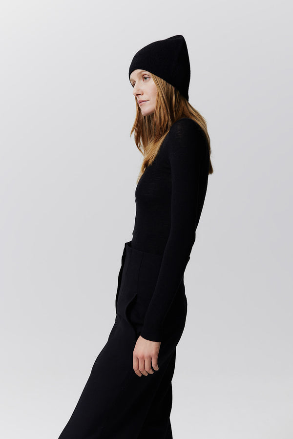 Prinz Berlin Kaschmir Beanie Fine Knit Schwarz Sonderangebot der Fabrik