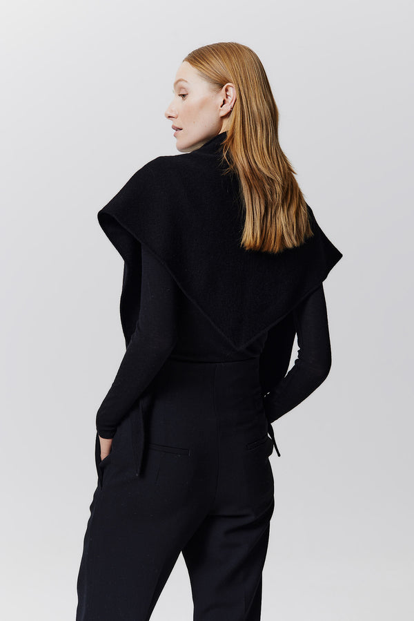 Prinz Berlin Kaschmir Triangle Fine Knit Schwarz Vierteljährliche Förderung