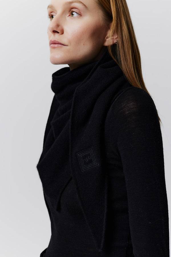 Prinz Berlin Kaschmir Triangle Fine Knit Schwarz Vierteljährliche Förderung