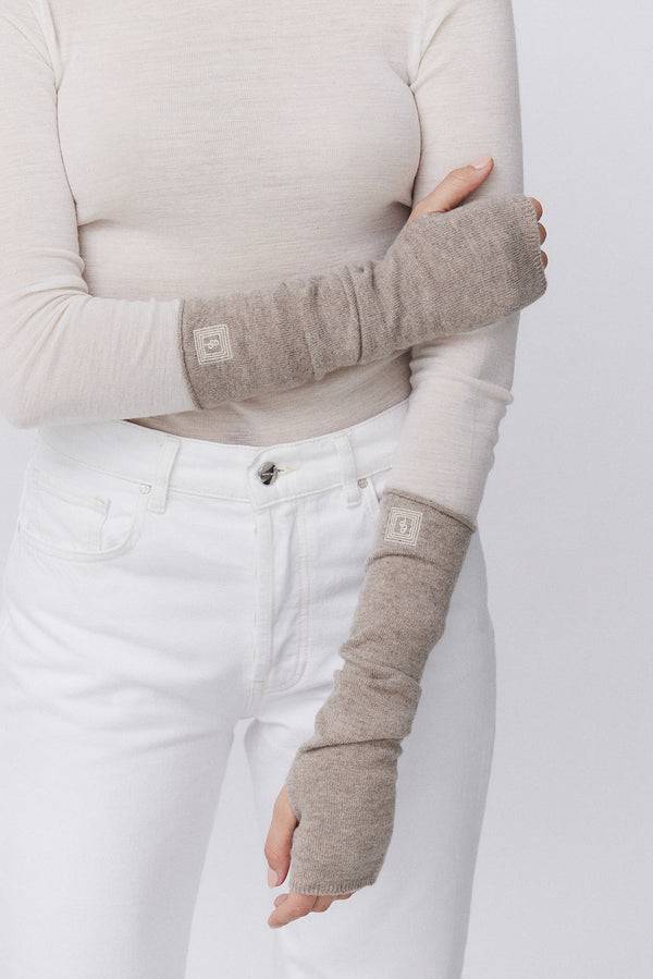 Prinz Berlin Kaschmir Arm Warmers Fine Knit Beige Bis zu 55% Rabatt