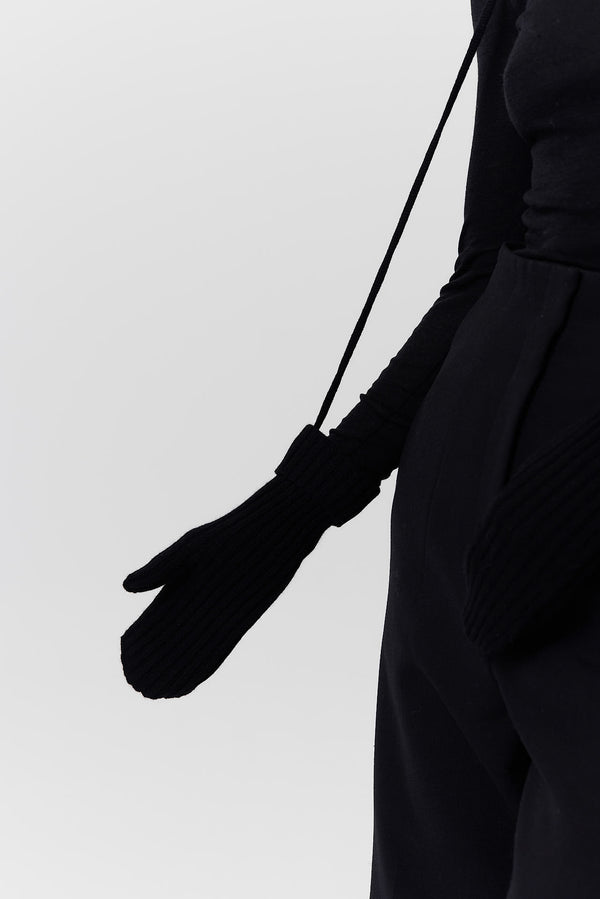 Prinz Berlin Kaschmir Mittens Rib Knit Schwarz Nur noch ein Tag übrig