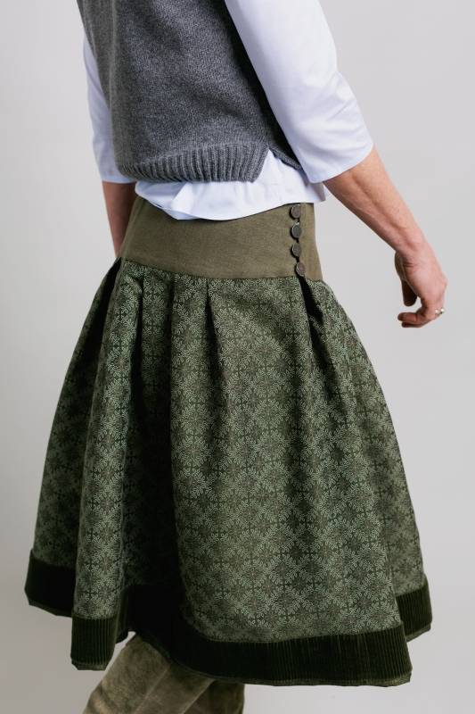 Rockmacherin Kronze Trachtenrock mit Blätterrauten auf Baumwolljacquard Sonderangebote
