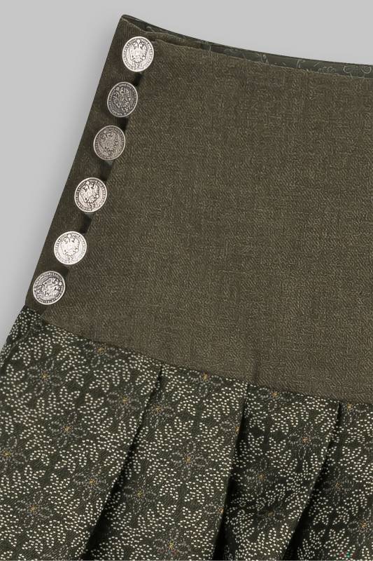 Rockmacherin Kronze Trachtenrock mit Blätterrauten auf Baumwolljacquard Sonderangebote
