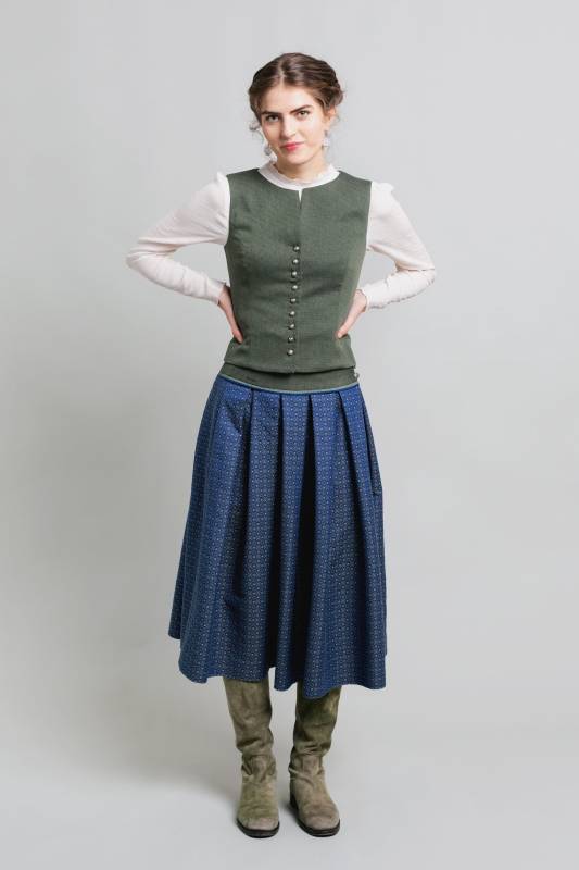 Rockmacherin Nanni Dreyer Trachtenweste aus elastischem Baumwoll-Jacquard mit Baumwollfutter Neueste Stile