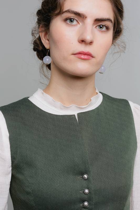 Rockmacherin Nanni Dreyer Trachtenweste aus elastischem Baumwoll-Jacquard mit Baumwollfutter Neueste Stile