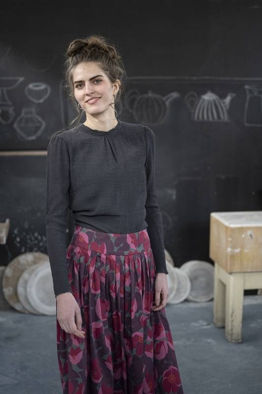 Rockmacherin Lucia Romantische Damenbluse aus Viskose-Crêpe Nur noch ein Tag übrig