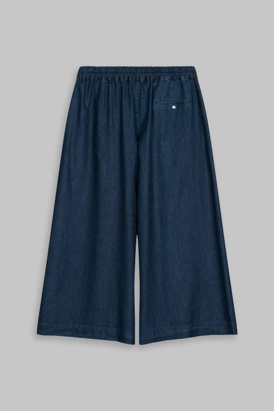 Rockmacherin Sempt Hosenrock aus weichem Denim mit Biesen und Gummizug Online