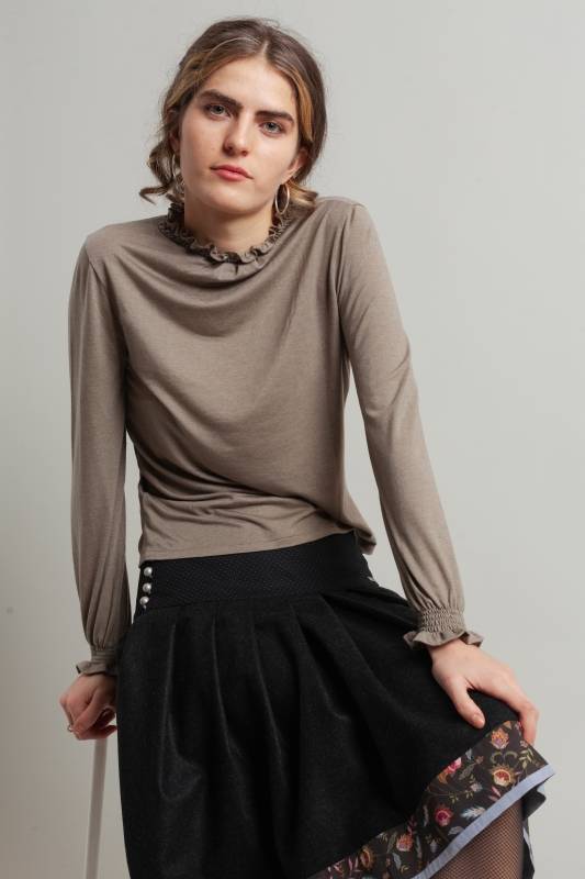Rockmacherin Selma Shirtbluse aus Lyocell-Wolljersey Schlussverkauf