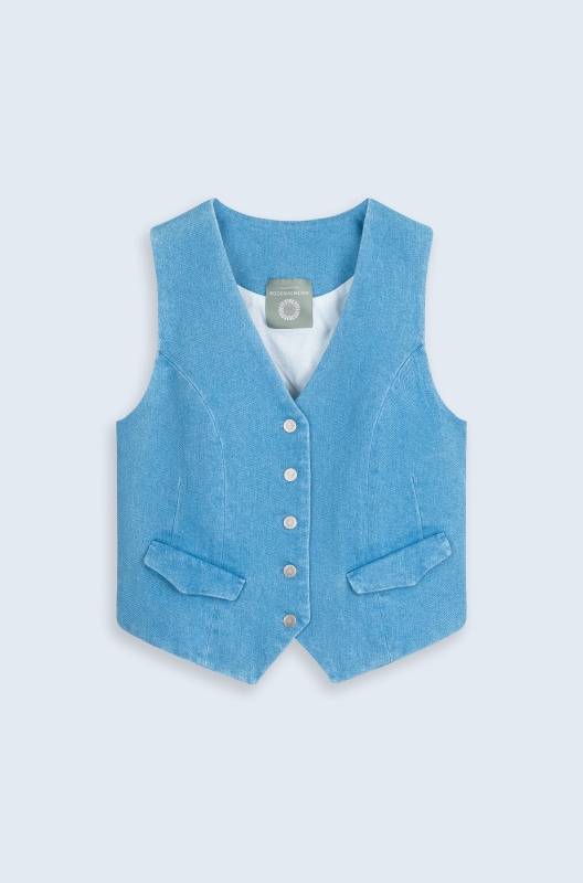Rockmacherin Resal Damenweste aus Light Denim im klassischen Stil Rabatt