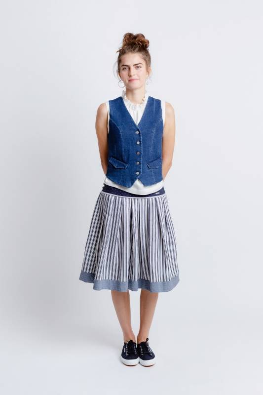 Rockmacherin Resal Damenweste aus Denim im klassischen Stil Günstig kaufen