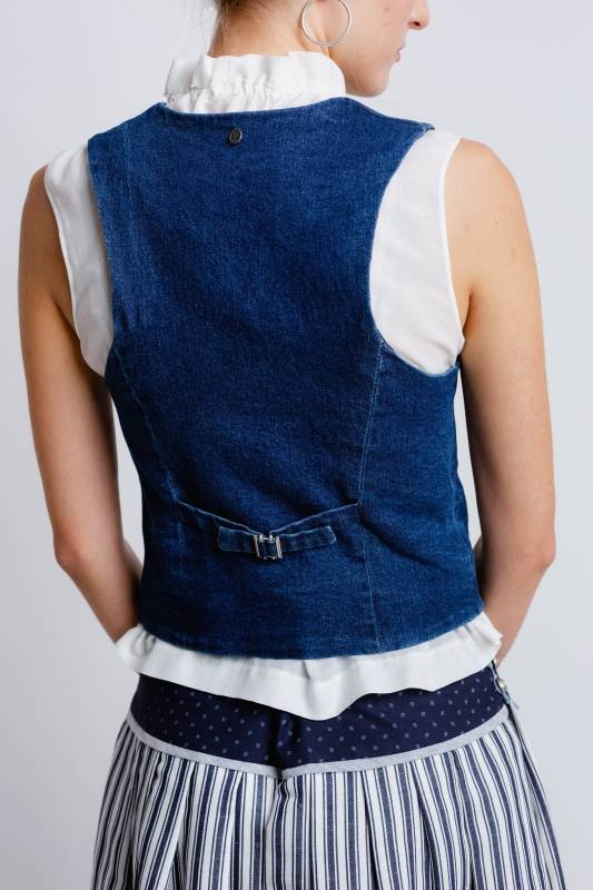 Rockmacherin Resal Damenweste aus Denim im klassischen Stil Günstig kaufen