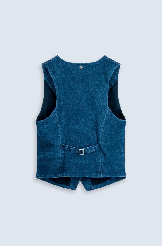 Rockmacherin Resal Damenweste aus Denim im klassischen Stil Günstig kaufen