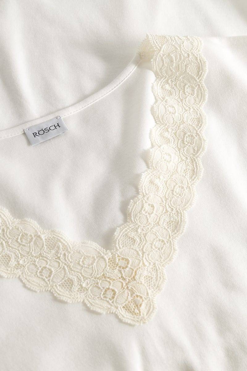 Rösch Pyjama mit Spitzendetails Cremefarben 100% Baumwolle Top Angebot