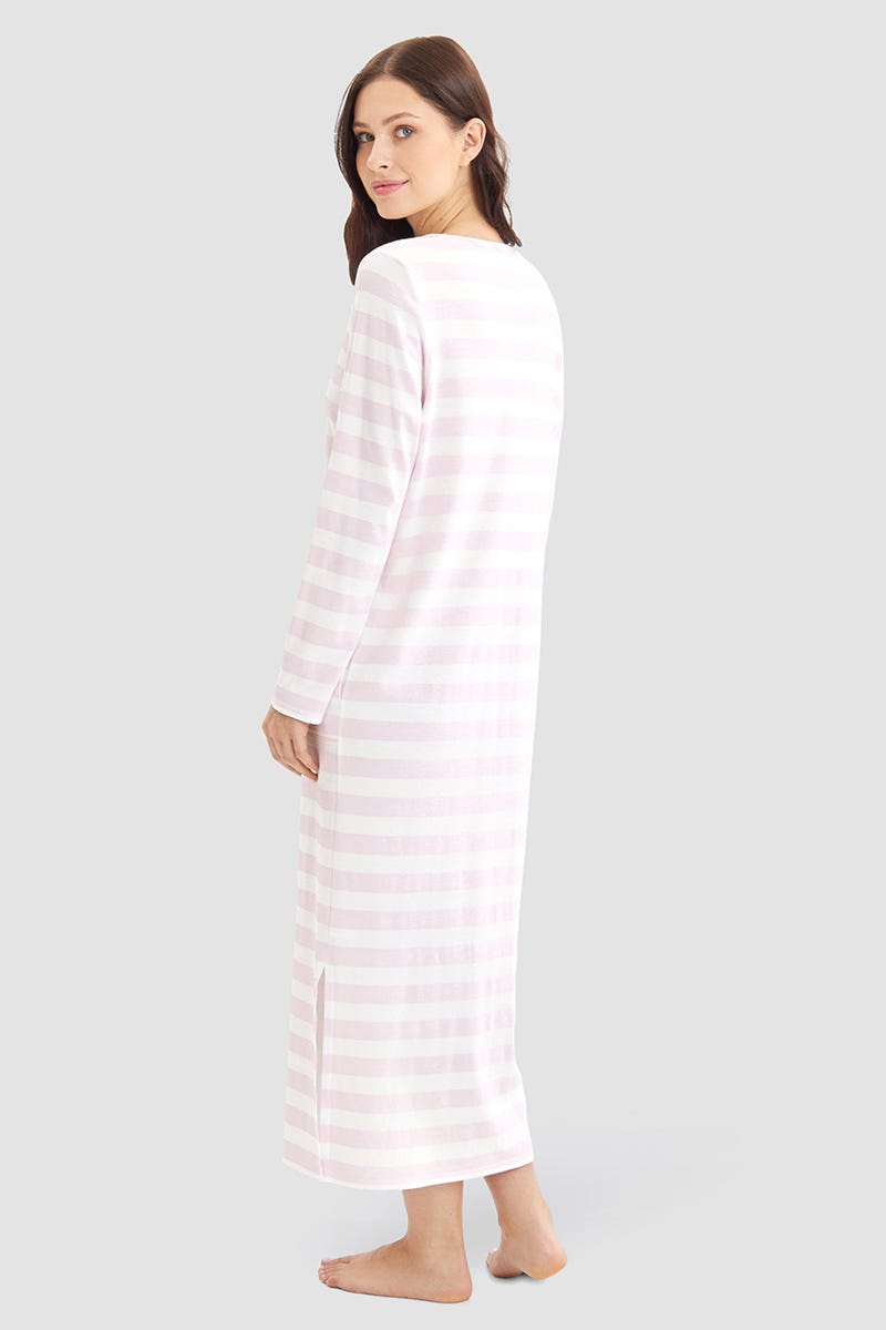 Rösch Nachthemd im Ringeldruck Rosa Maxi-Länge 100% Baumwolle Tägliche Deals