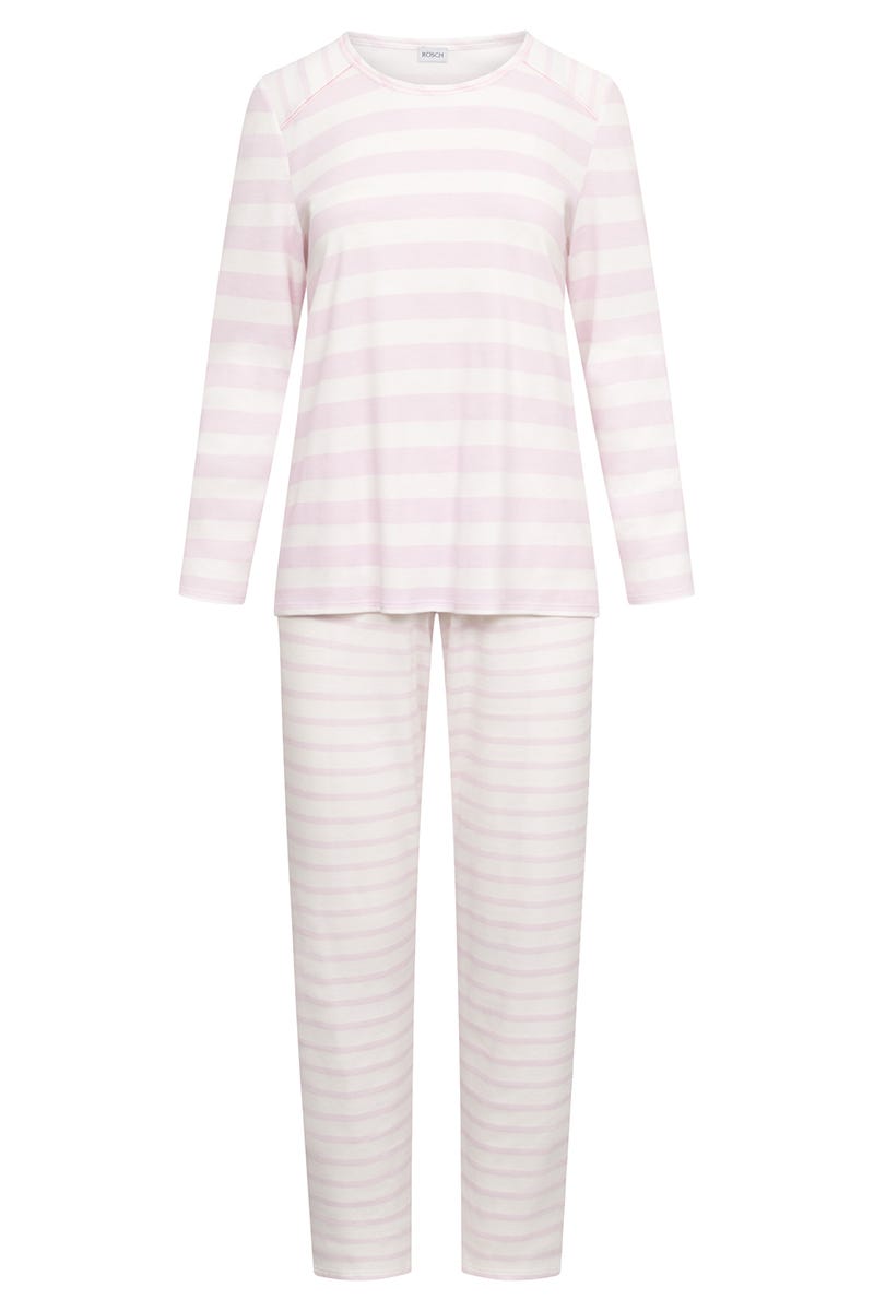 Rösch Pyjama im Ringeldruck Rosa 100% Baumwolle Sonderangebote