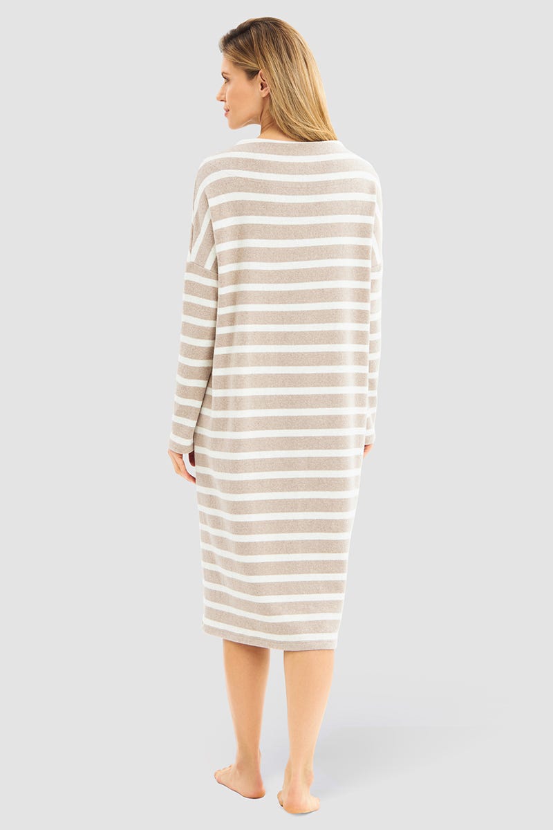 Rösch Hauskleid im Ringeldruck Hellbraun aus Strickware Riesige Ersparnisse