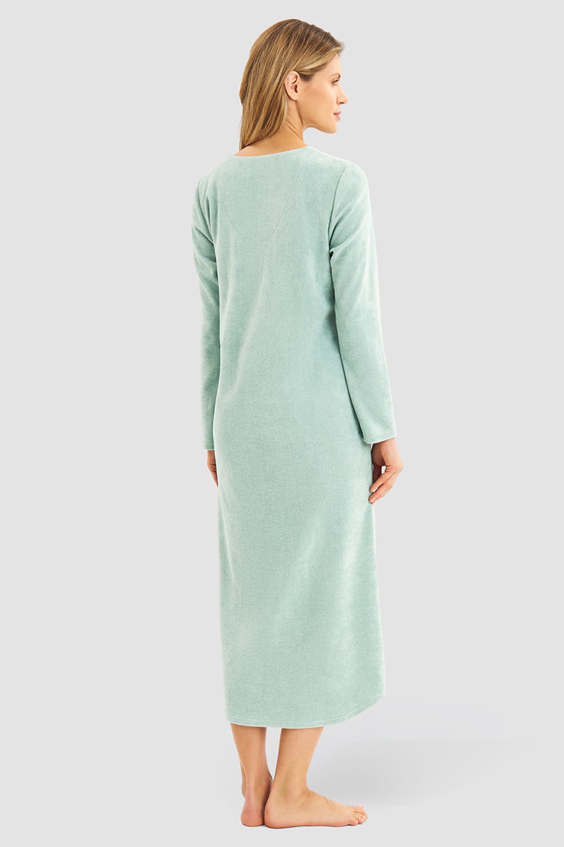 Rösch Hauskleid aus Frottee in Mintgrün Maxilänge Baumwolle/Polyester Tiefpreis
