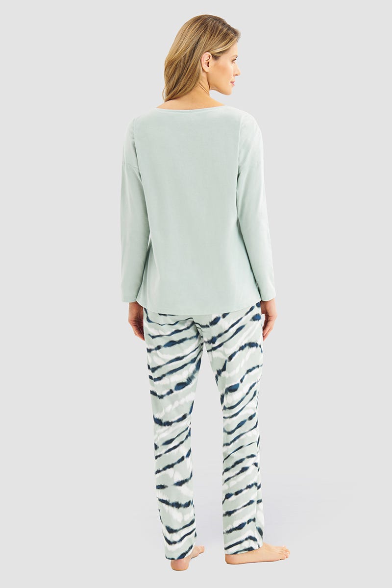 Rösch Pyjama mit Batikdruck Mintgrün 100% Baumwolle Begrenzte Freigabe