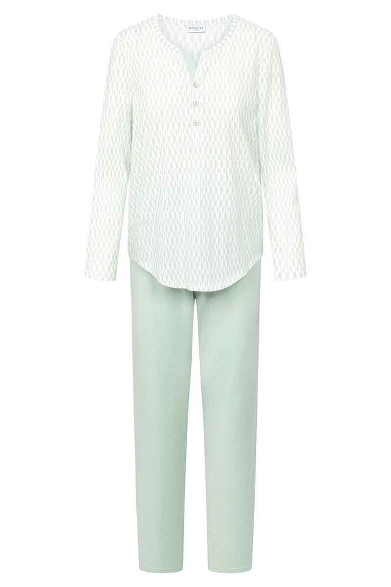 Rösch Pyjama im minimalistischen Grafikdruck Mintgrün 100% Baumwolle JETZT KAUFEN