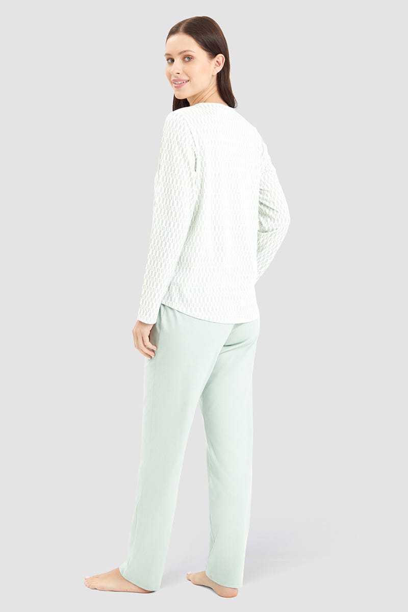 Rösch Pyjama im minimalistischen Grafikdruck Mintgrün 100% Baumwolle JETZT KAUFEN