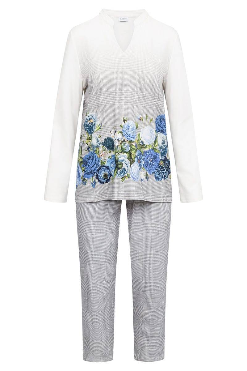 Rösch Pyjama im Karo-Druck mit Blumen 100% Baumwolle Kostenloser Versand international