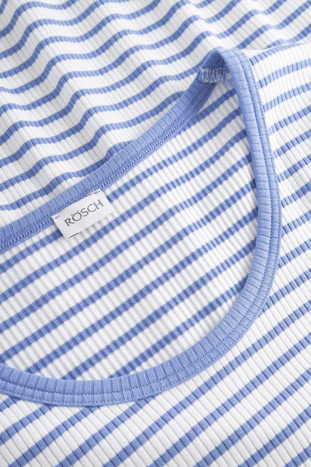 Rösch Pyjama mit Streifendruck Blau-Weiß Feinrippe 2025