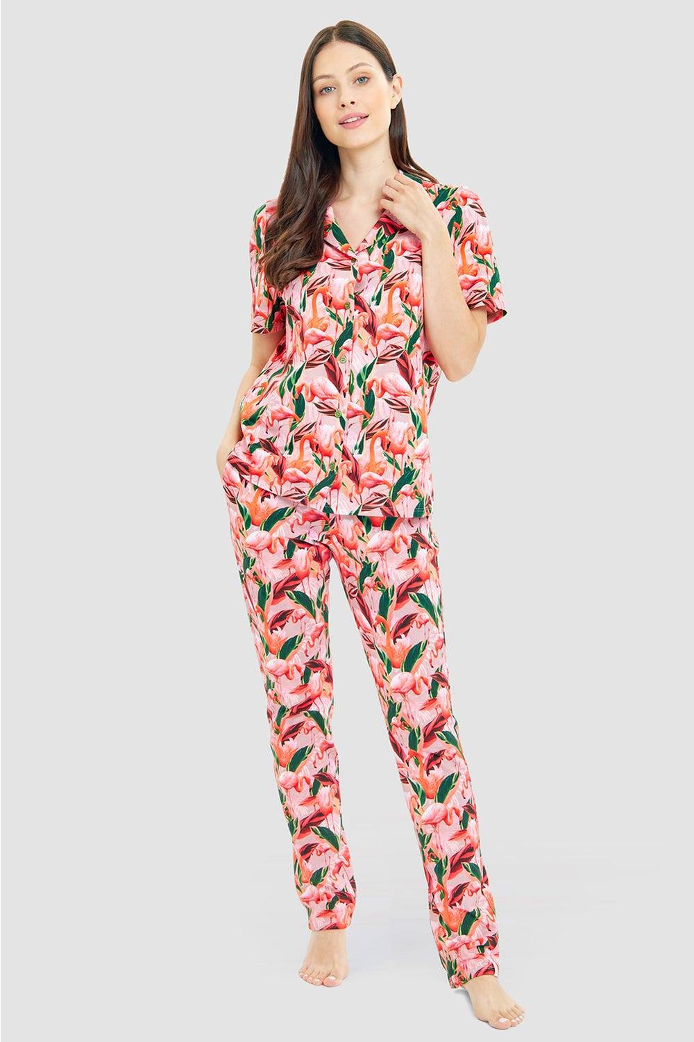 Rösch Pyjamashirt im Flamingo-Druck Baumwolle/Elasthan Hotsell
