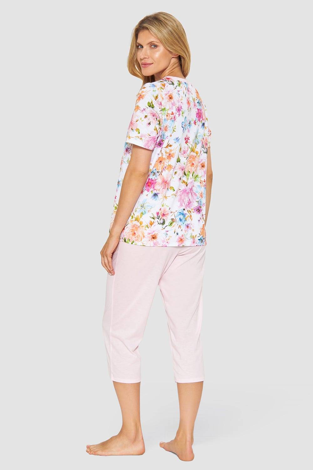 Rösch Pyjama im Blütendruck rosa romantisch 100% Baumwolle Rabatt