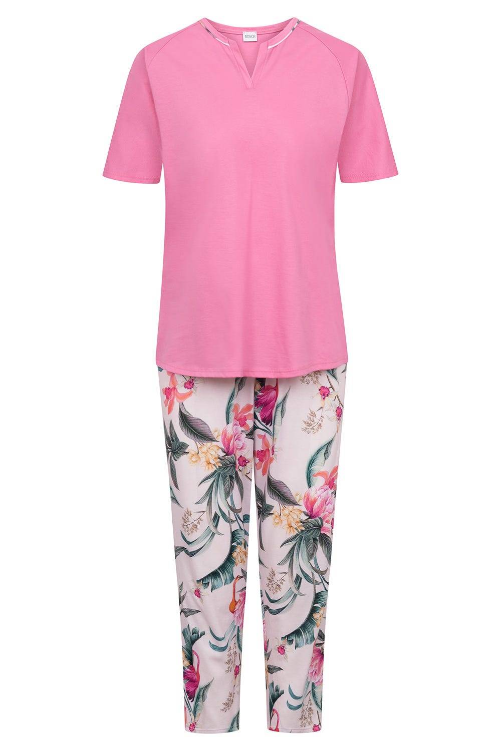 Rösch Pyjama im sommerlichen Blumendruck exotisch Baumwolle/Modal Großer Ausverkauf