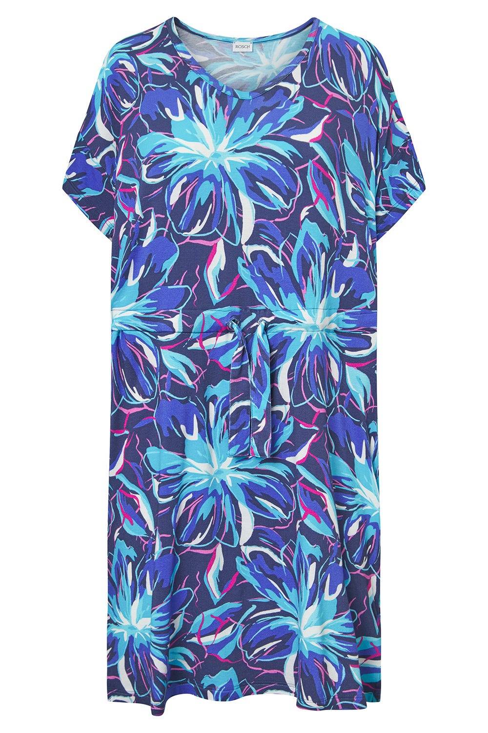 Rösch Strandkleid Kurzarm im Blumendruck Neonfarben zum Binden Baumwolle/Elasthan Online Shopping