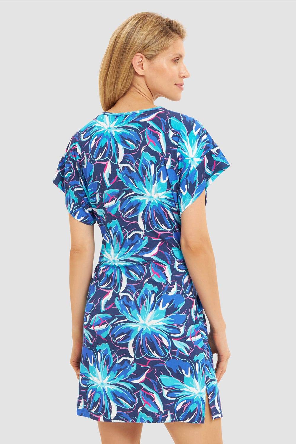 Rösch Strandkleid Kurzarm im Blumendruck Neonfarben zum Binden Baumwolle/Elasthan Online Shopping