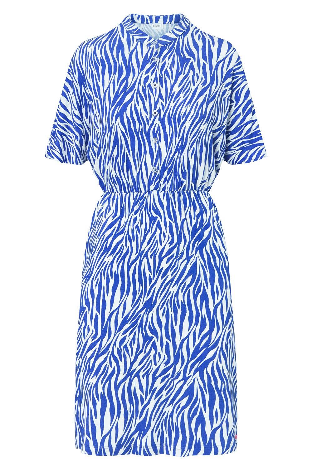 Rösch Strandkleid Kurzarm im modernen Zebradruck Blau-Weiß Viskose/Elasthan Cyber Monday