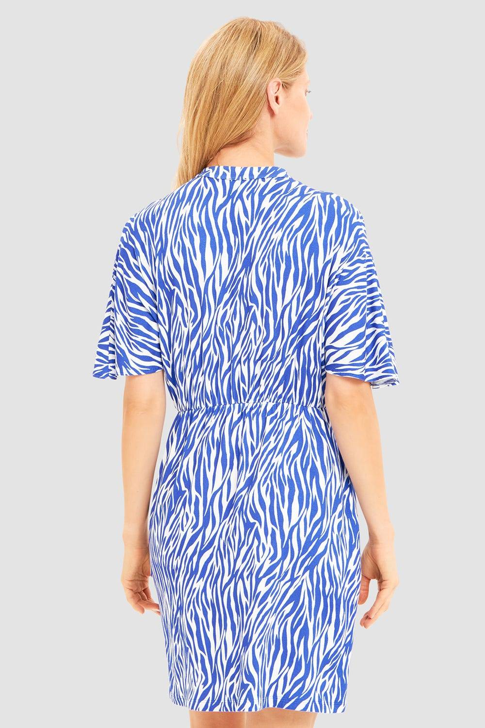 Rösch Strandkleid Kurzarm im modernen Zebradruck Blau-Weiß Viskose/Elasthan Cyber Monday