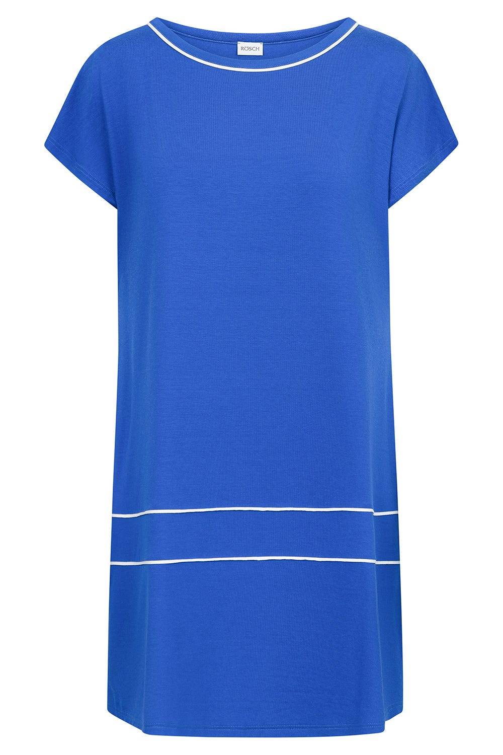 Rösch Strandkleid Kurzarm mit Kontrast-Paspeln Neon-Blau Vatertagsangebot
