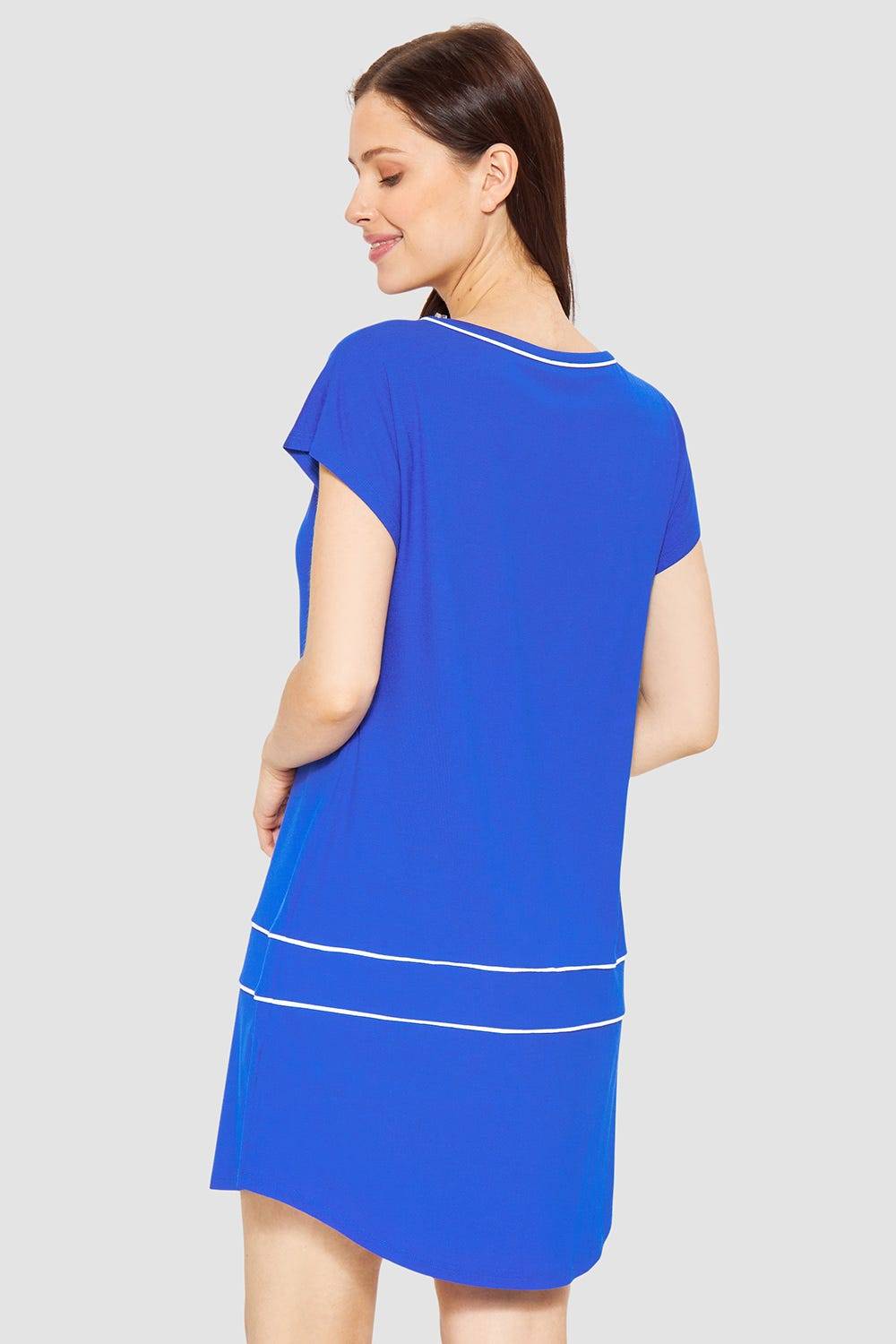 Rösch Strandkleid Kurzarm mit Kontrast-Paspeln Neon-Blau Vatertagsangebot