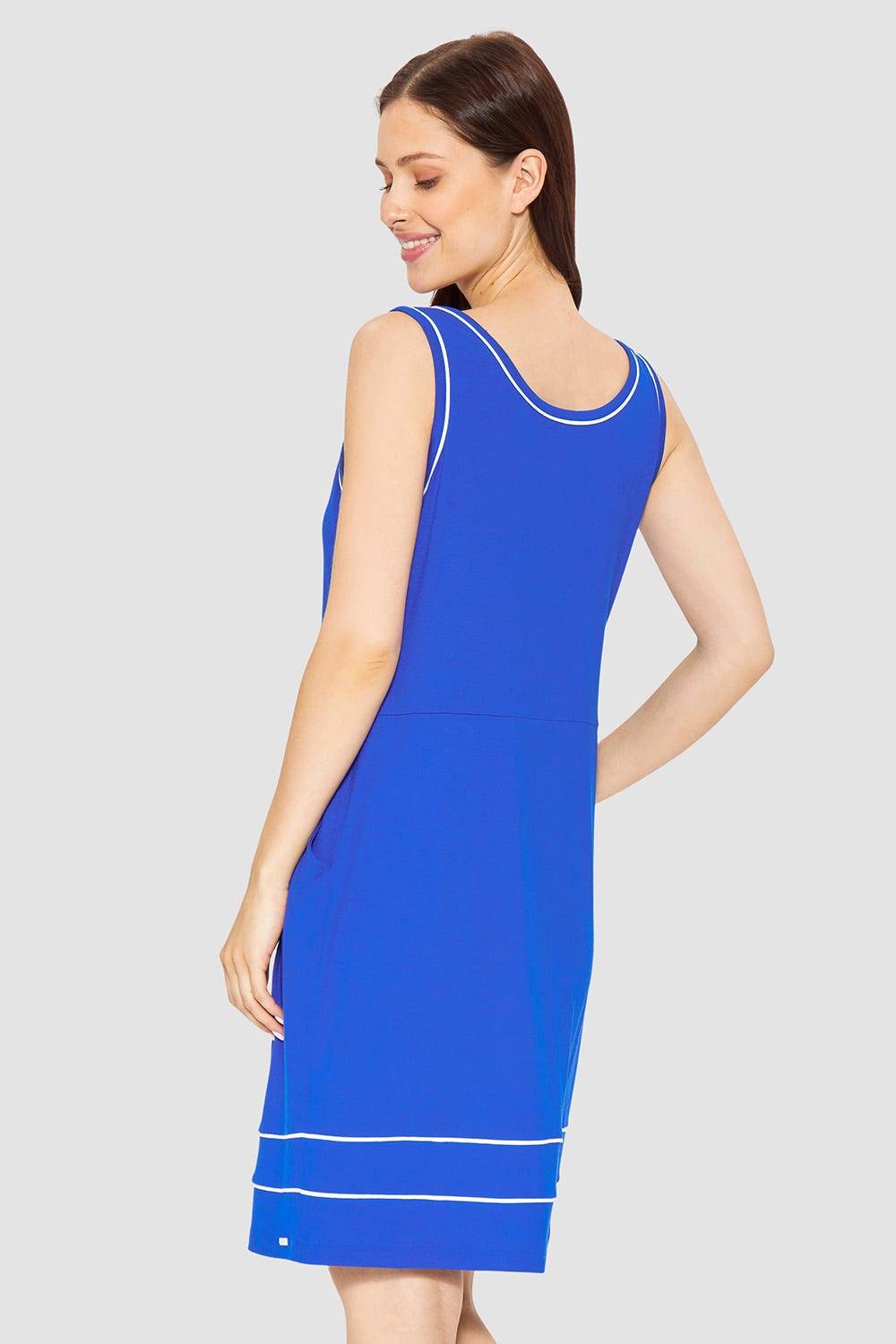 Rösch Strandkleid Ärmellos mit Kontrast-Paspeln Neon-Blau Valentinstagsangebot
