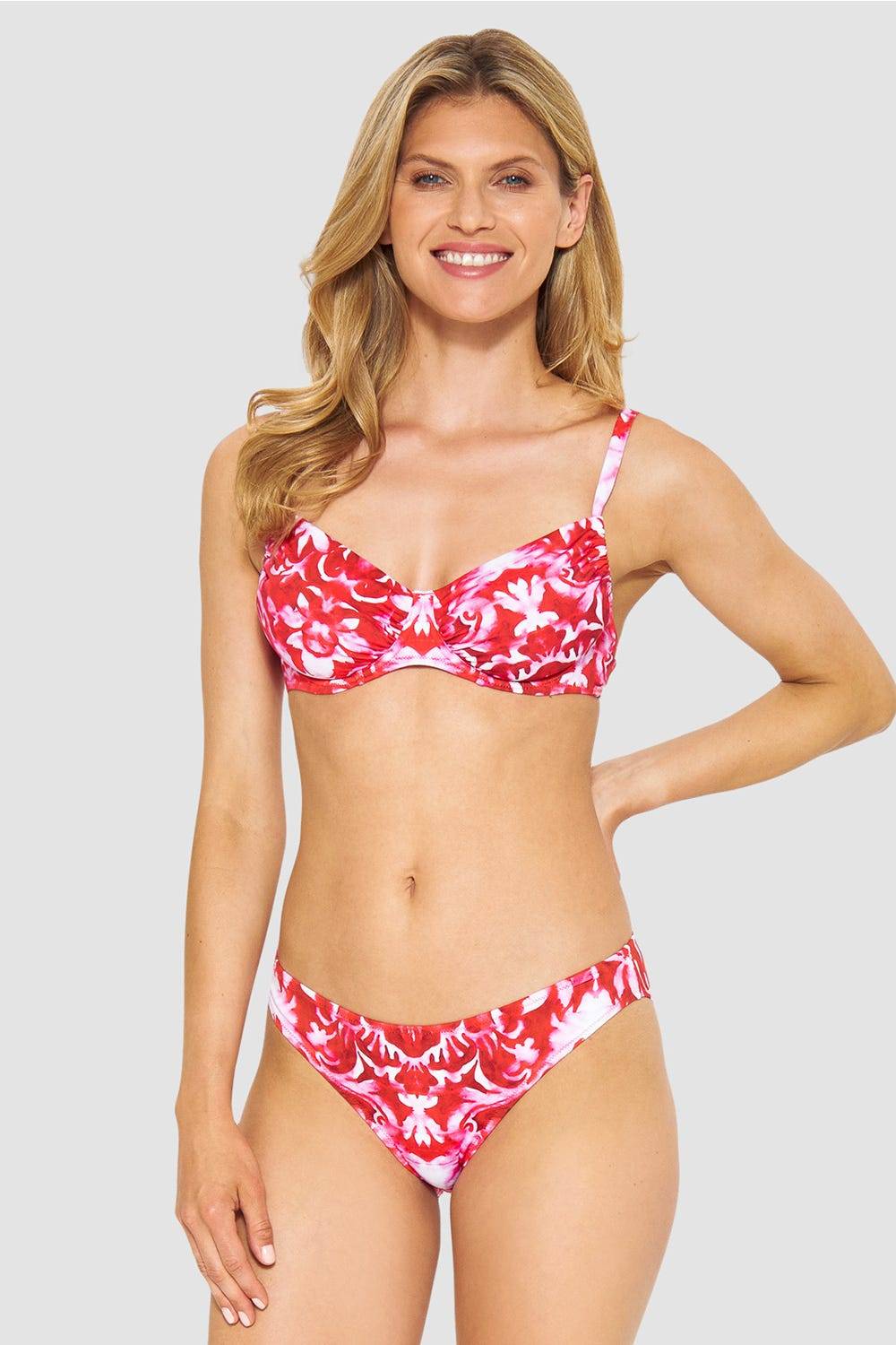 Rösch Bikini-Hose Neckholder im Ornament-Druck Rot-Weiß Heißer Verkauf
