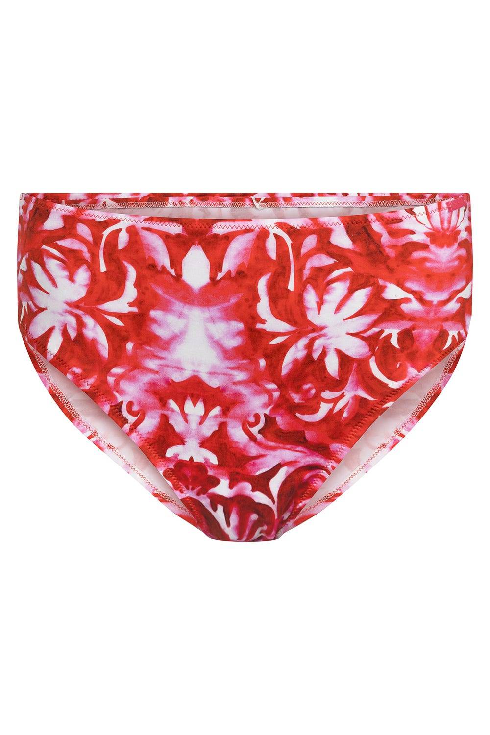 Rösch Bikini-Hose Neckholder im Ornament-Druck Rot-Weiß hoher Taillenausschnitt Top Angebot