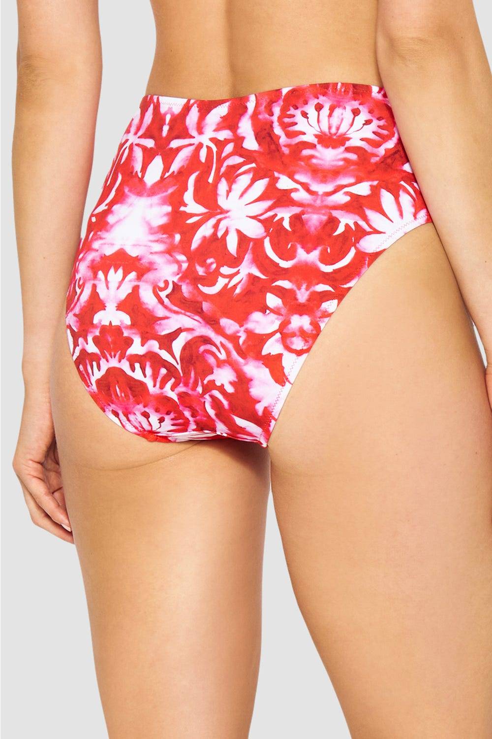 Rösch Bikini-Hose Neckholder im Ornament-Druck Rot-Weiß hoher Taillenausschnitt Top Angebot