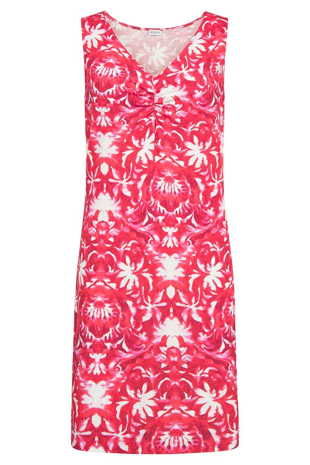 Rösch Strandkleid Ärmellos im Ornament-Druck Rot-Weiß Raffungen Online Outlet