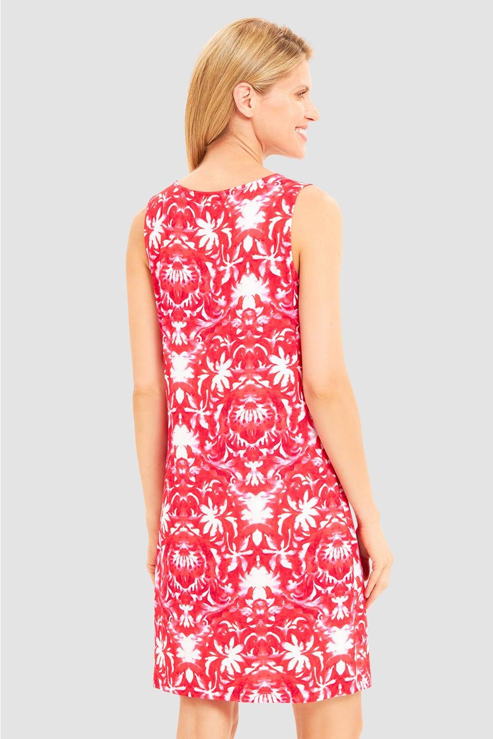 Rösch Strandkleid Ärmellos im Ornament-Druck Rot-Weiß Raffungen Online Outlet