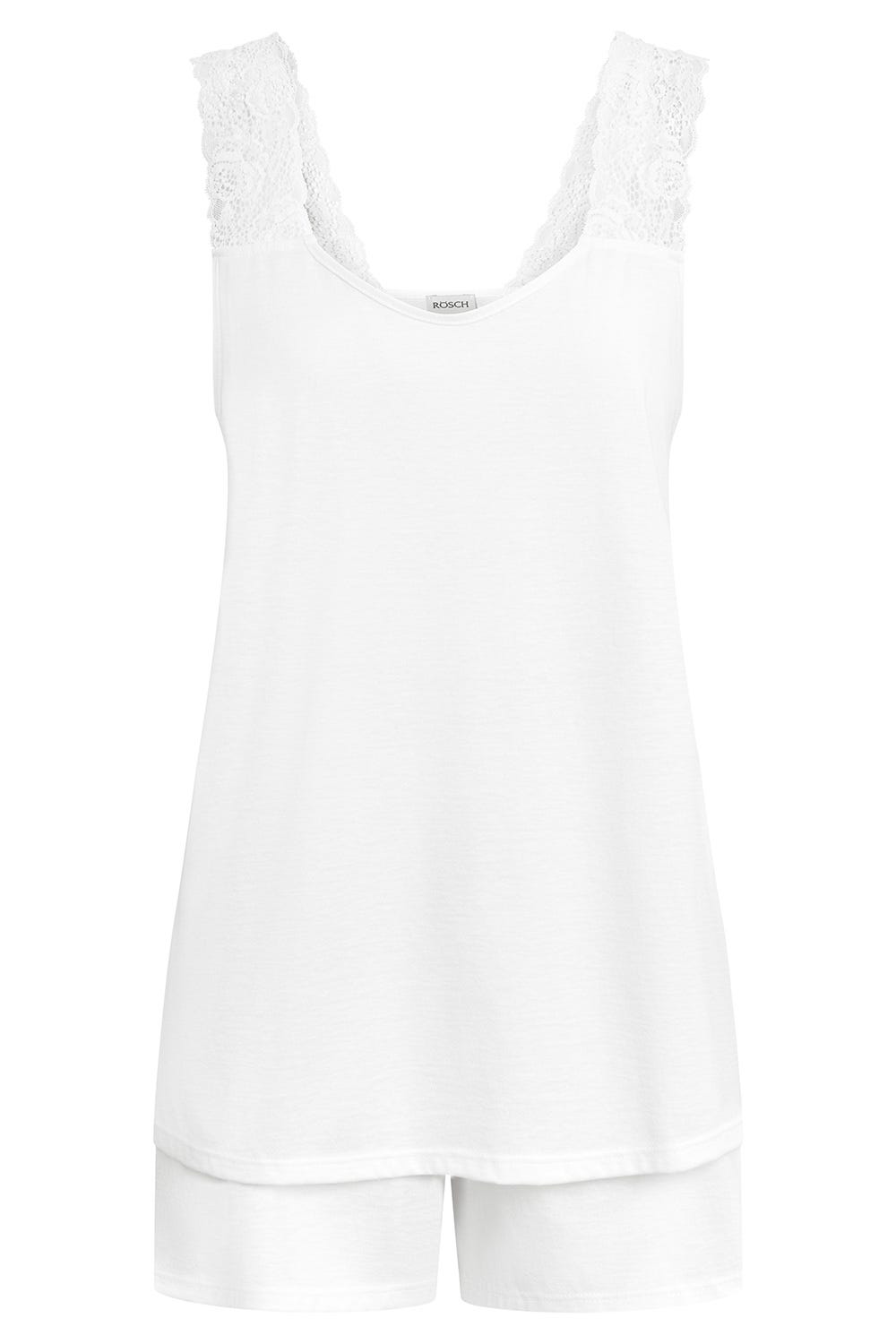 Rösch Pyjama kurz mit Spitzendetail 100% Baumwolle Räumungsverkauf