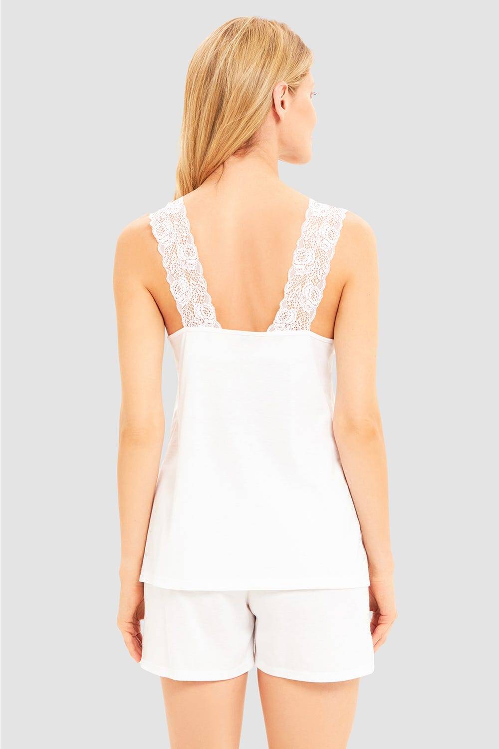 Rösch Pyjama kurz mit Spitzendetail 100% Baumwolle Räumungsverkauf