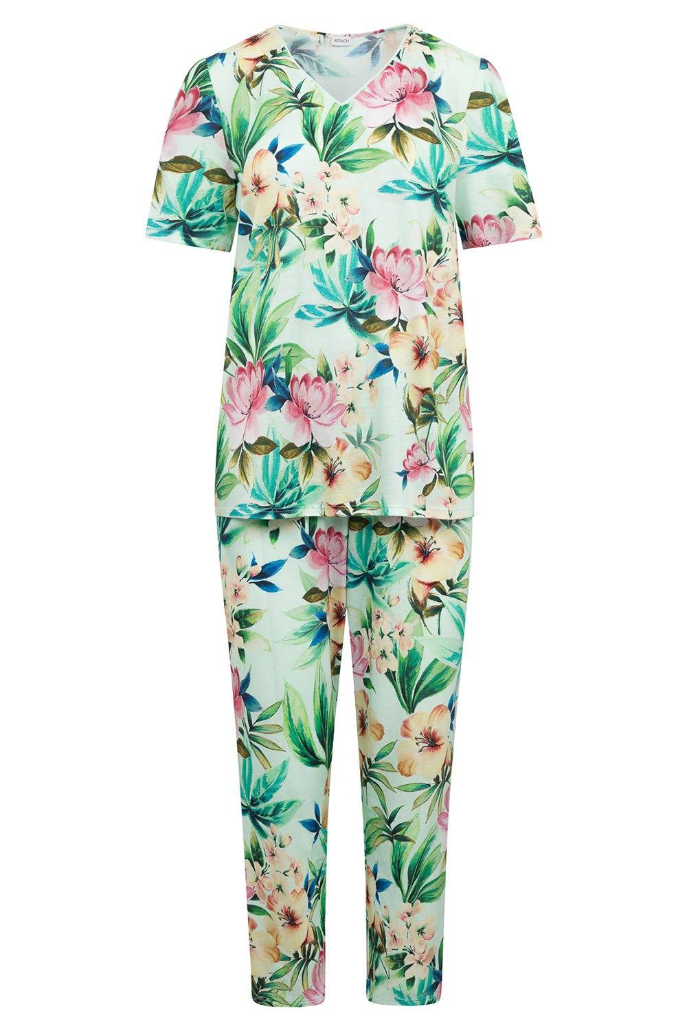 Rösch Pyjama im exotischen Blumendruck Baumwolle/Modal Sonderangebote