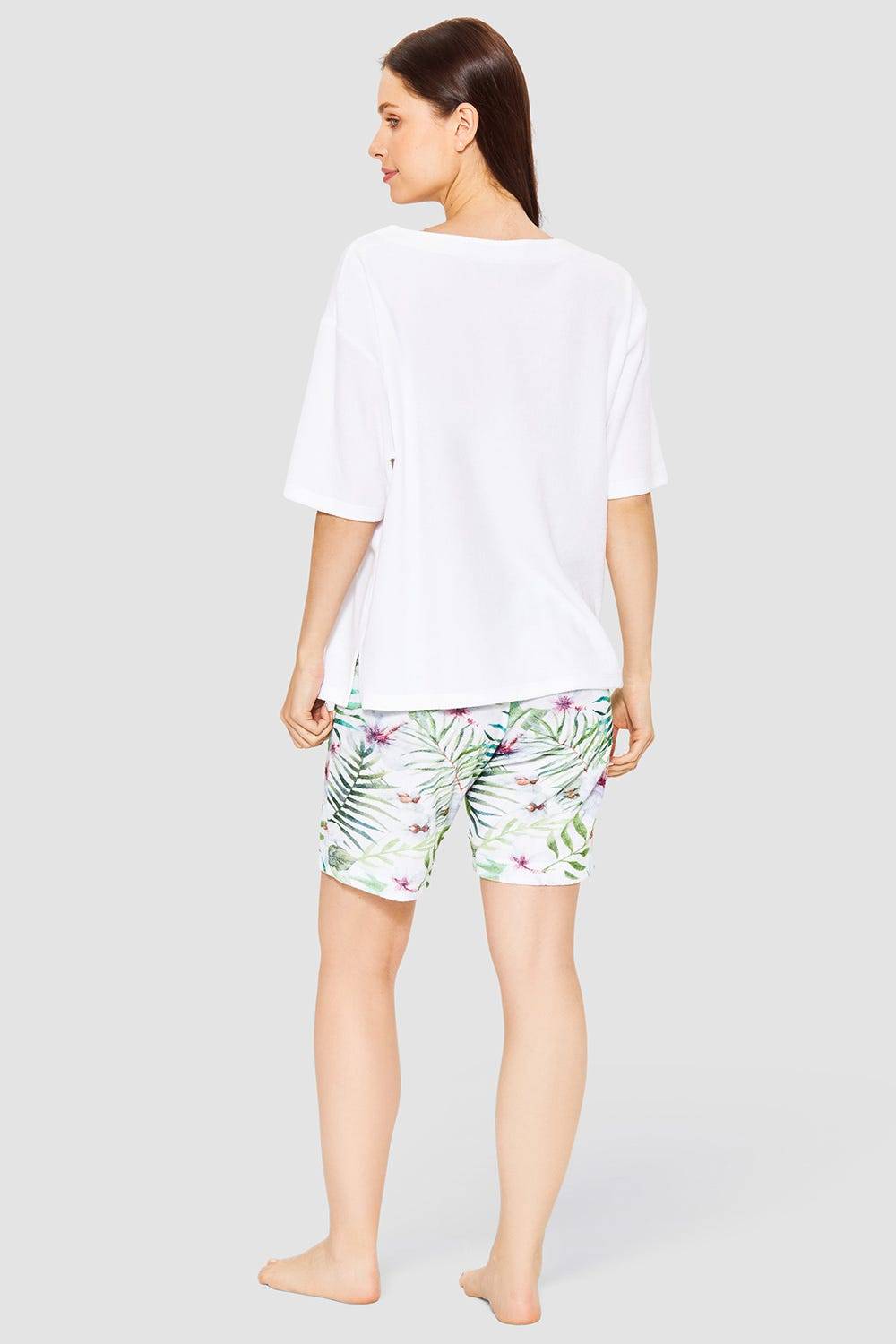 Rösch Pyjama mit exotischem Blumendruck Frottee Baumwolle/Polyester Super Sparpreis